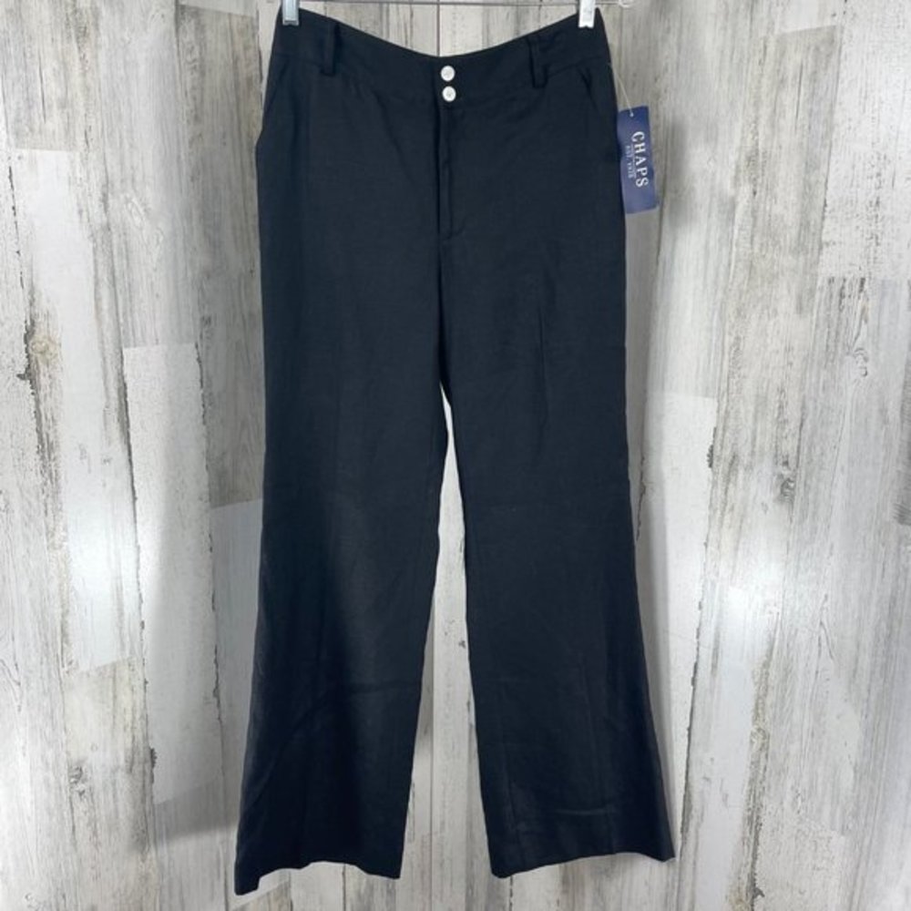 Chaps Women's Linen Black Boot Cut Pants Sz 4 New With Tag